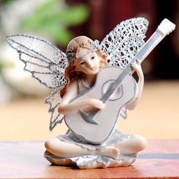 Rășină Înger Muzică Frumoasă Fată Zână Floare Figurine Statui Decor Acasă Miniaturale de Decor de Nunta Cadouri de Ziua Îndrăgostiților