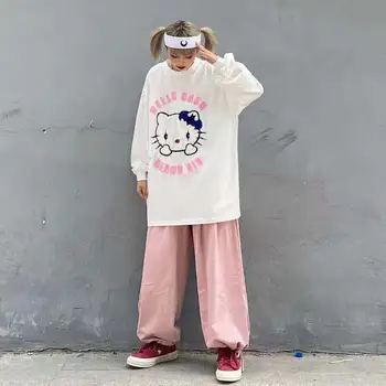 Sanrio Maneca Lunga Hello Kitty 2022 Nouă Primăvară De Toamnă Topuri Harajuku Maneca Lunga Tricou O-Neck Vintage Bluza Casual Topuri