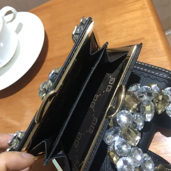 Sclipici Portofel din Piele Doamnelor Scut Mic, Compact Bi-Fold Multi-Slot pentru Card Stras Portofel ID Slot pentru Card de Călătorie Mini Poseta de Monede