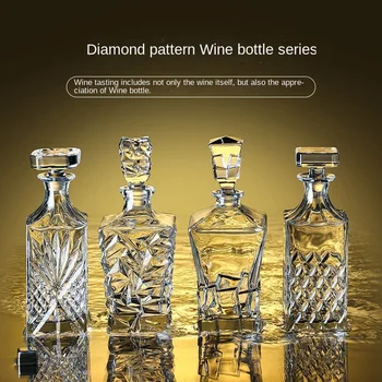 Sculptate Ulcior de Vin Plumb Cristal de Sticla de Vin de Stocare Whisky, Lichior, Vin Medicinal Sticla cu Capac de Relief Textura Paharul de Vin