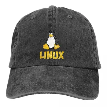 Spălat Bărbați pălărie de Epocă Linux Logo-ul Tux Camionagiu Snapback Capace Tata Palarie Golf, Palarii