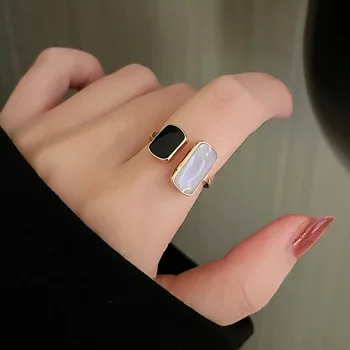 Stil francez High-end design Geometric Violet Cristal Ring pentru Femei Rafinat de Înaltă Calitate Tremperament Inele de Logodna Cadou