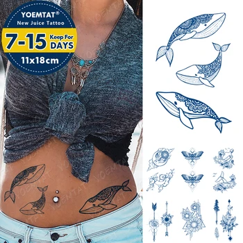 Sucul De Durată Ink Tatuaje Body Art Impermeabil Tatuaj Temporar Autocolant Pădure De Munte Tatuaj Braț Fals Sky Whale Mare Tatuaj Femei