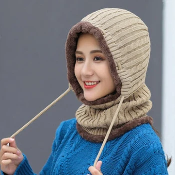 Tricotate Balaclava Rezistente la Vânt de Iarnă Lână Garnitură de Schi Masca de Fata pentru Barbati si Femei Cald Fata de Capacul Pălărie Eșarfă L21E