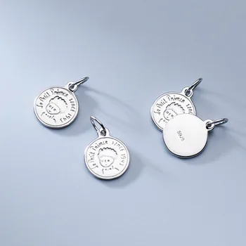 TrustDavis Nou 925 Sterling Silver Moda Dulce Rotund Băiat Coin Charm Pandantiv Handmade, DIY Accesorii Bijuterii Fine DZ300