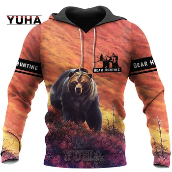 Ursul HUNTING3D Tricouri Imprimate 3D de Imprimare Hanorace/Tricou Barbat Femei urs mare și negru Bow Hunter Urs