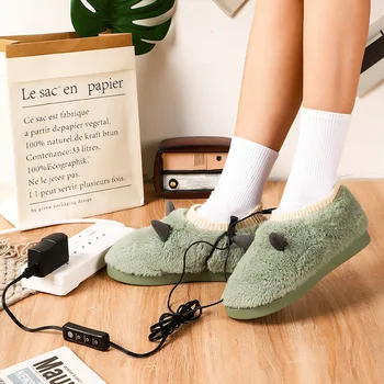 USB Încălzit de Picior Reglabil Temperatura Încălzit Picioarele Calde Detașabil și Lavabil de Pluș Drăguț Papuci de casă Iarna Caldura Accesorii