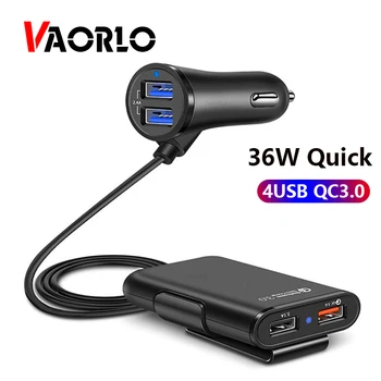 VAORLO 36W Quick Charge 3.0 USB Masina Încărcător Cablu de Prelungire Masina Cablu Usb Încărcător de Pasageri Spate Masina Încărcător