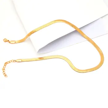 VAROLE Simplu 16v Plat Șarpe Lanț Colier pentru Femei de Culoare de Aur Unisex Cadouri Bijuterii Guler
