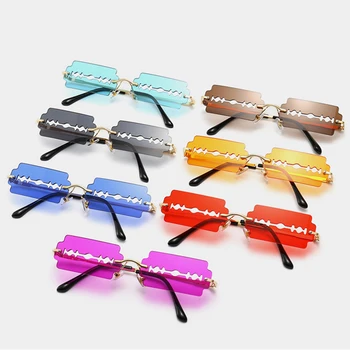 Vintage Ochelari fără rame Goale Steampunk ochelari de Soare pentru Barbati Brand de Lux de Designer de Ochelari Lamă de Ras Forma de ochelari de Soare pentru Femei