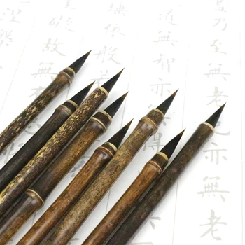 Violet Păr De Iepure Perie Stilou Scrisul Mic Script-Ul Regulat Bambus Perii Chineză Tradițională Scris Caligrafie Consumabile