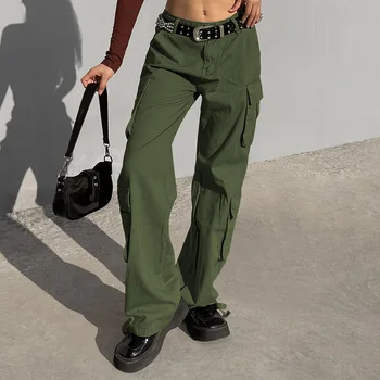 WeiYao Casual, Blugi Largi Femei Vrac Talie Joasa Retro Salopete Hip Hop Streetwear Direct Denim Pantaloni Largi Picior Y2K Pantaloni de Marfă